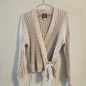 Alp N Rock ANR+ Sweater Womens L Tan Mallory Cardigan Knit Wrap Side Tie